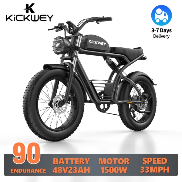 K7 Adult Electric Bicycle 1500w 48V 23ah Mountain Electric Bike 20 Inch Fat Tire Off Road
