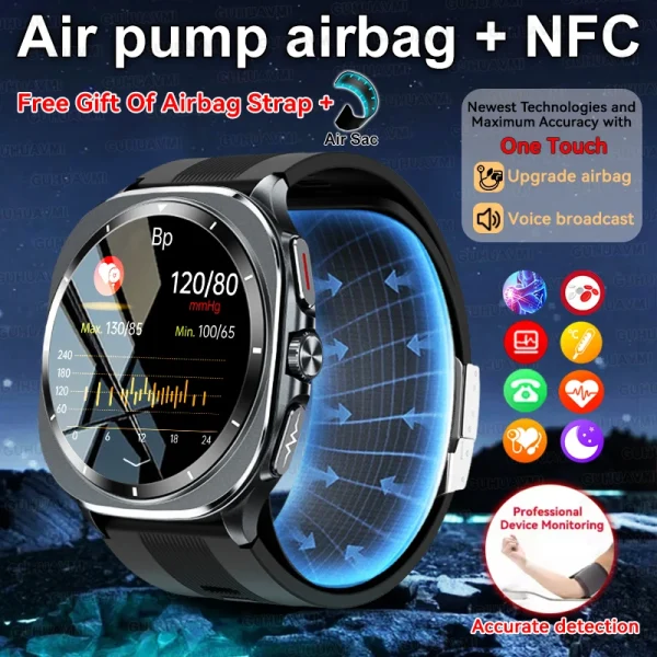 Health/Nursing Smartwatch 
Measure Blood pressure
Air pump airbag Blood lipids Uric acid