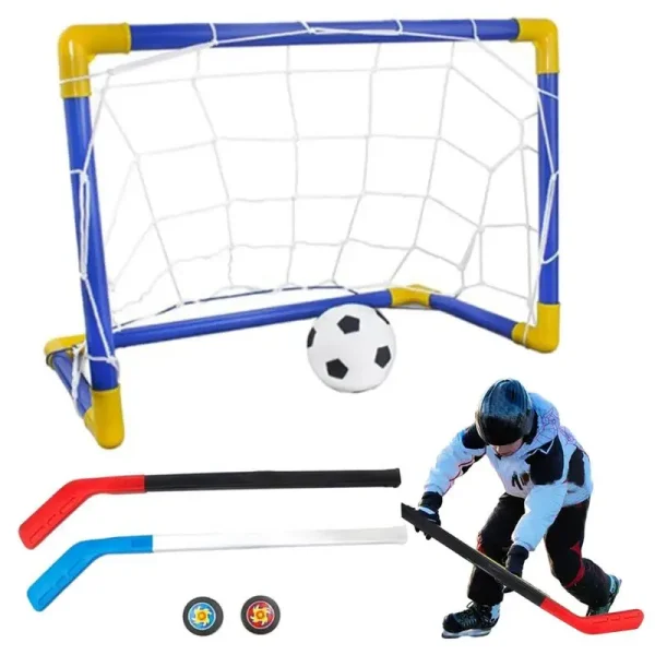 Hover Soccer Toys Set Anti-Bump High-Elasticity 2 In 1 Hockey Toys Hockey Net Targets Hockey Indoor Goal Set Indoor Mini Goal